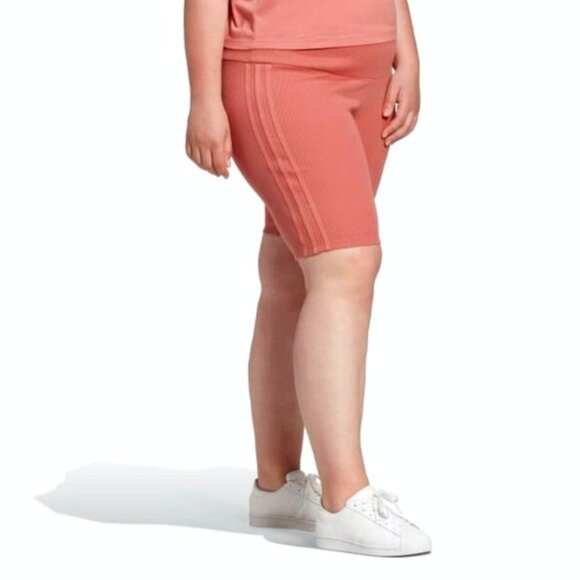 New Adidas Ash Pink Plus Size Ribbed Bicycle Short Tights Women's Size US 3X - Picture 15 of 15